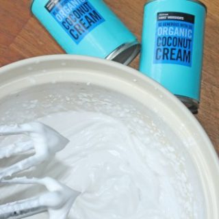 Whipped coconut cream in a bowl