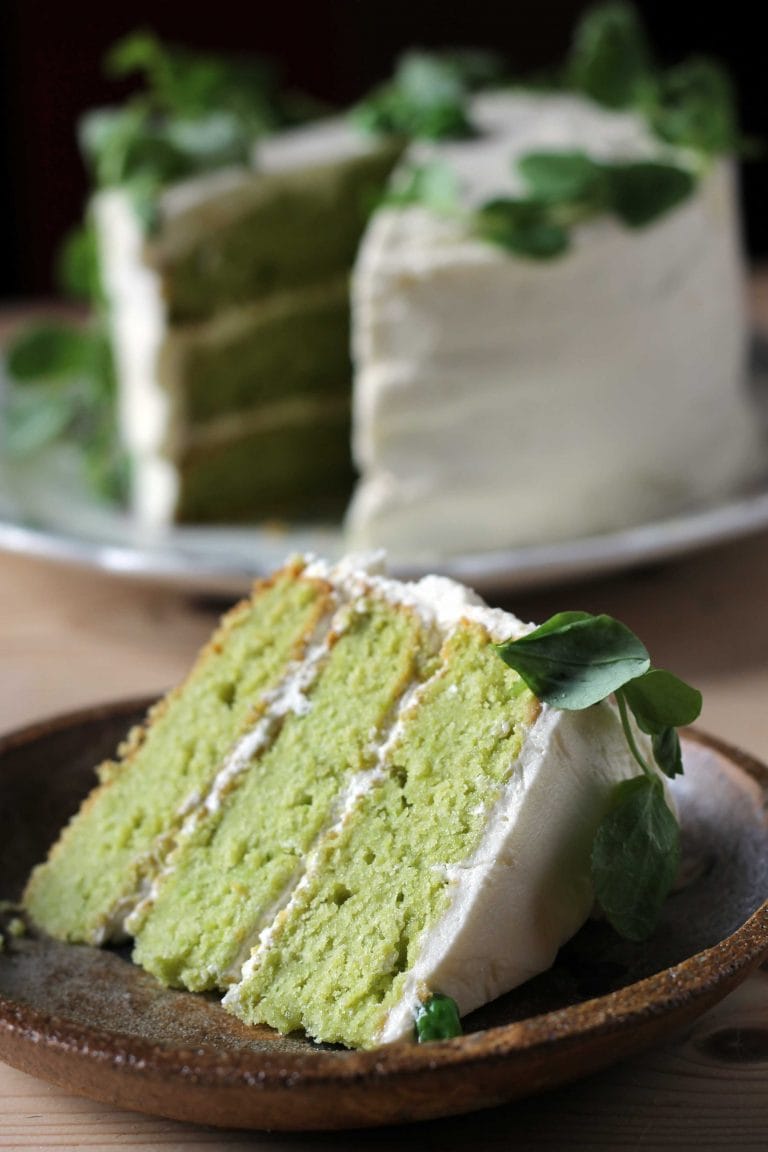 Sweet Vanilla Pea Cake with Lemon Icing (vegetable cake)