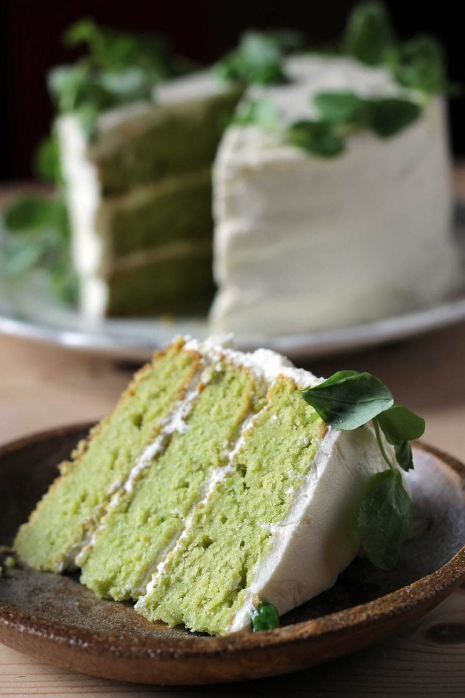 A slice of cake close up.