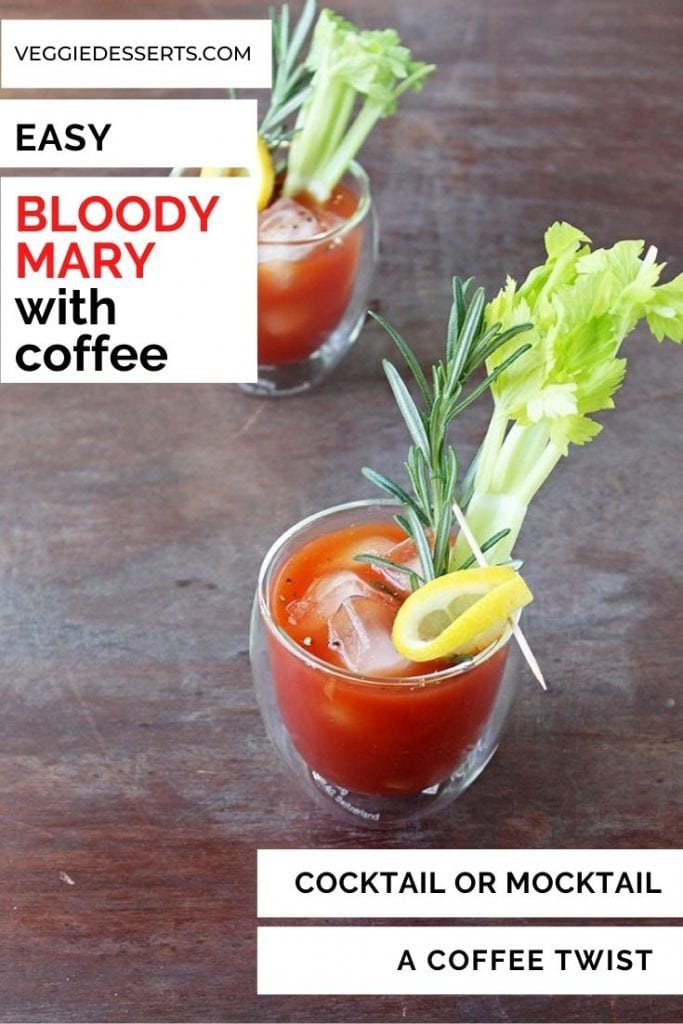 Glass of bloody mary, with text overlay.