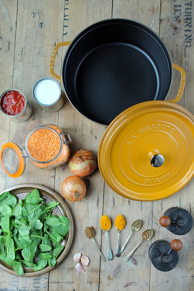 Curry ingredients on a table.