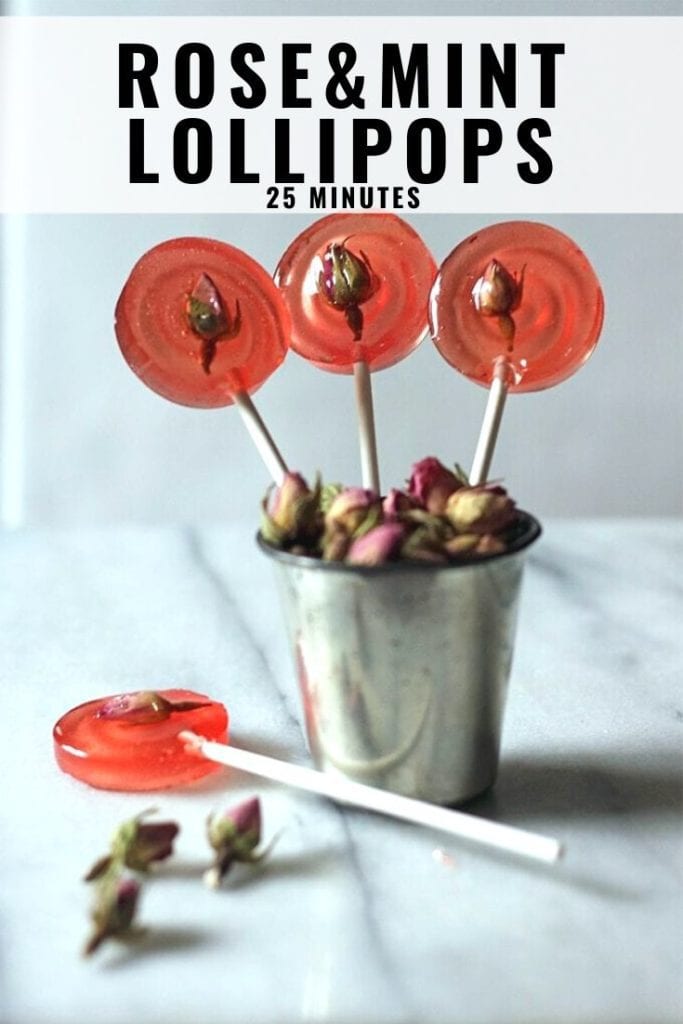 pinnable image for rose mint lollipops recipe
