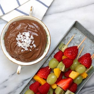 Chocolate Avocado Dip with Fresh Fruit Skewers
