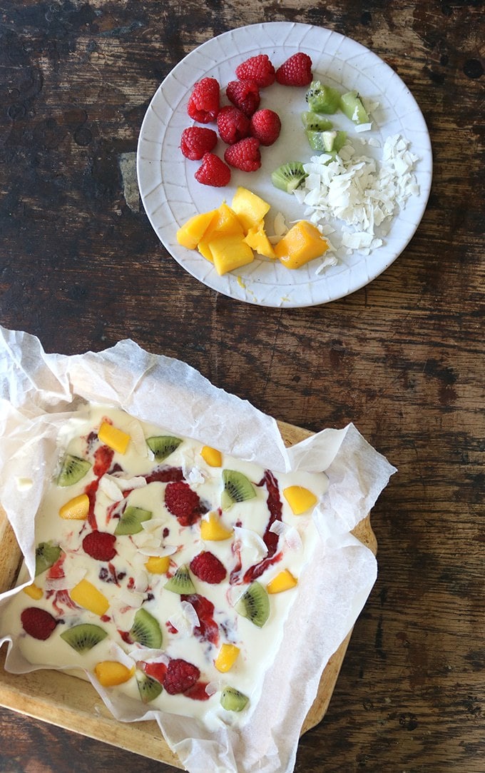 Making yogurt bark.