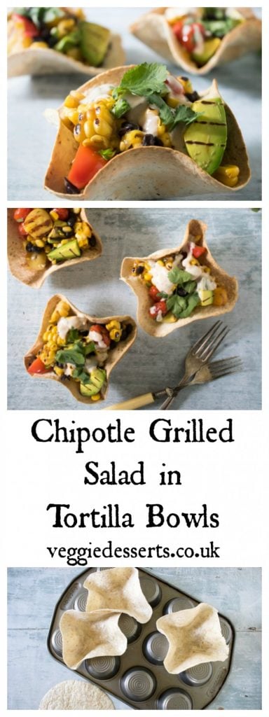 Mexican Chipotle Grilled Salad in Tortilla Bowls | Veggie Desserts Blog