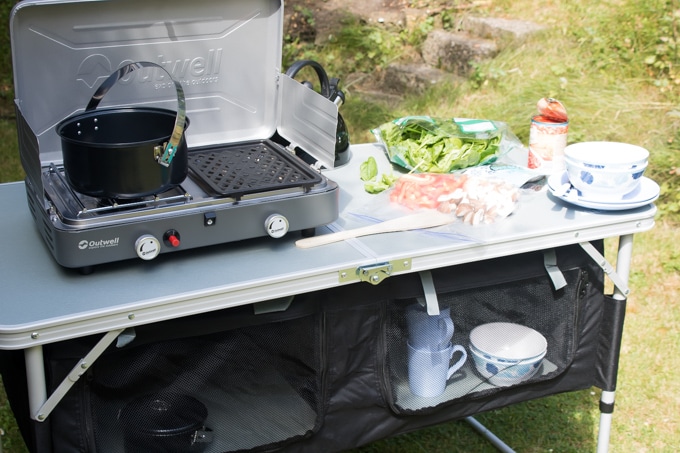 Cooking while camping.