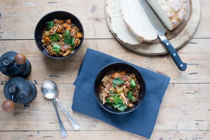 Vegan Slow Cooker Lentil Stew with Harissa is easy to make and full of flavour.
