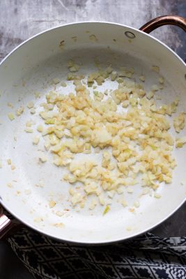 Onion cooking in a skillet