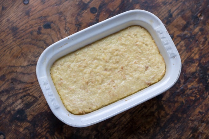 Baked breadcrumb custard.