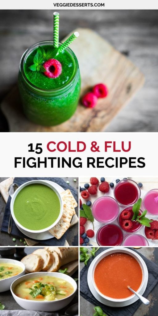 Pinnable image for Vegetarian and Vegan Immune Boosting Cold and Flu Recipes Roundup