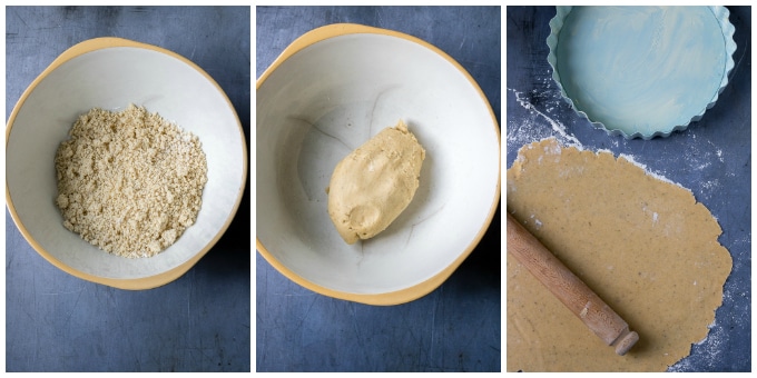 Collage of images making pastry.