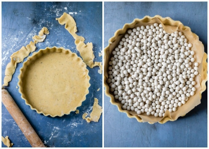 Collage of making a pie crust.