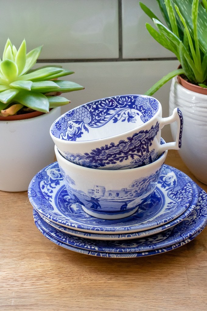 Spode Blue Italian teacups 