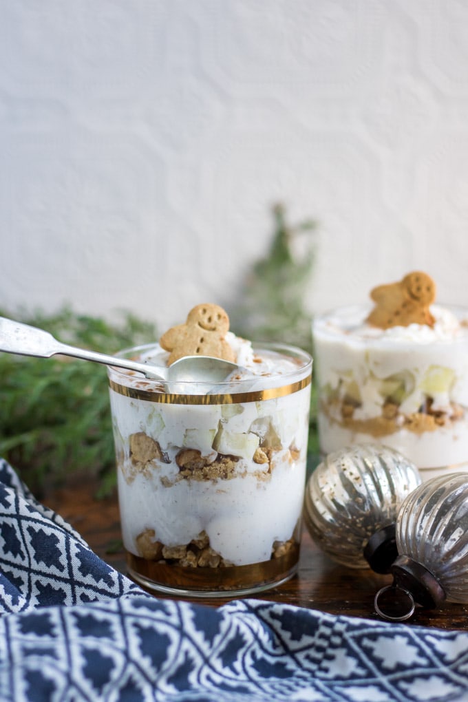 Parfait in glasses with a spoon.