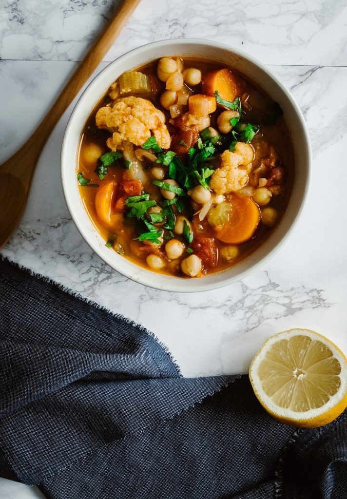 Vegan soup recipe roundup - Moroccan Chickpea Cauliflower Soup