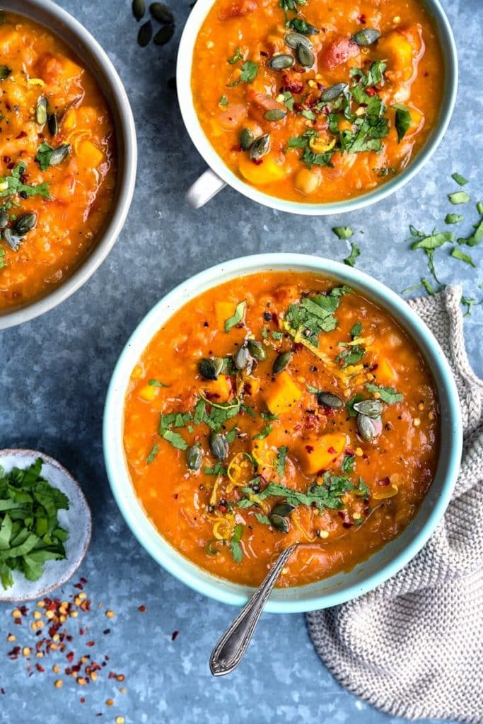vegan instant pot sweet potato red lentil soup