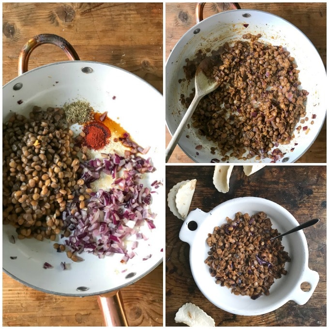 Collage for how to make taco meat with lentils