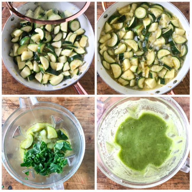 step by step tutorial collage for courgette soup recipe