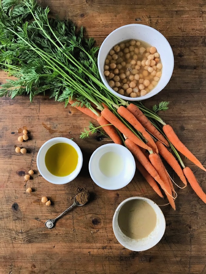 ingredients for carrot hummus recipe