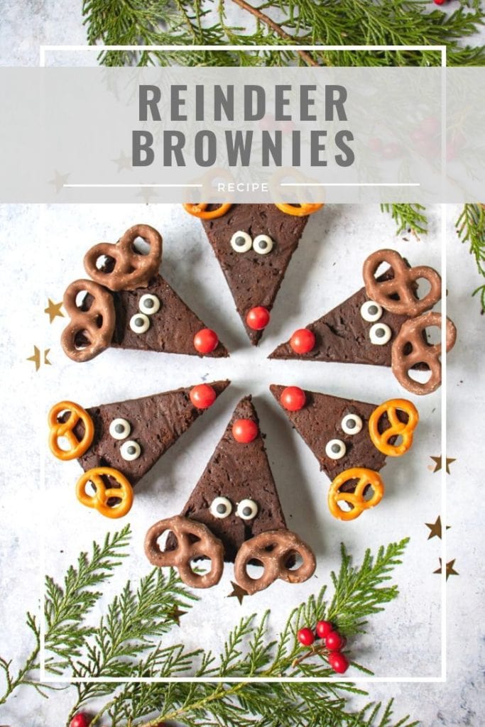 pinnable image for avocado reindeer brownies
