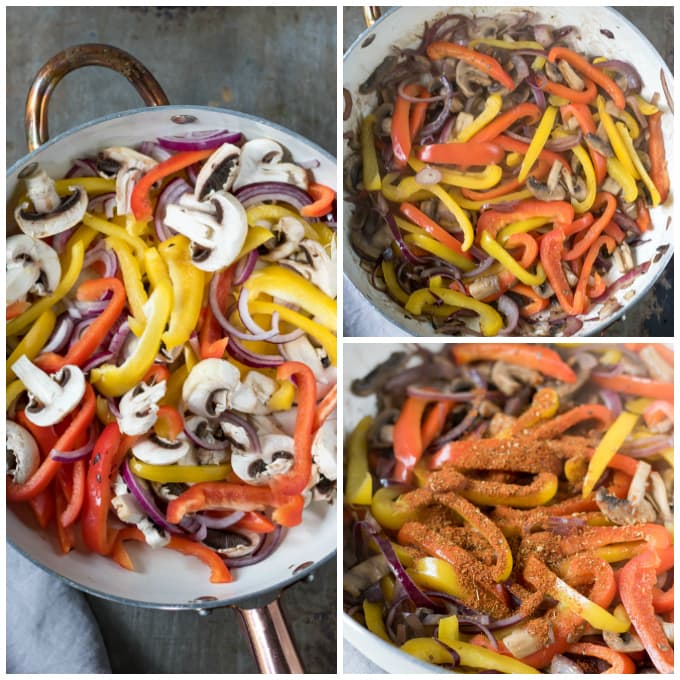 step by step images for how to make vegan fajitas