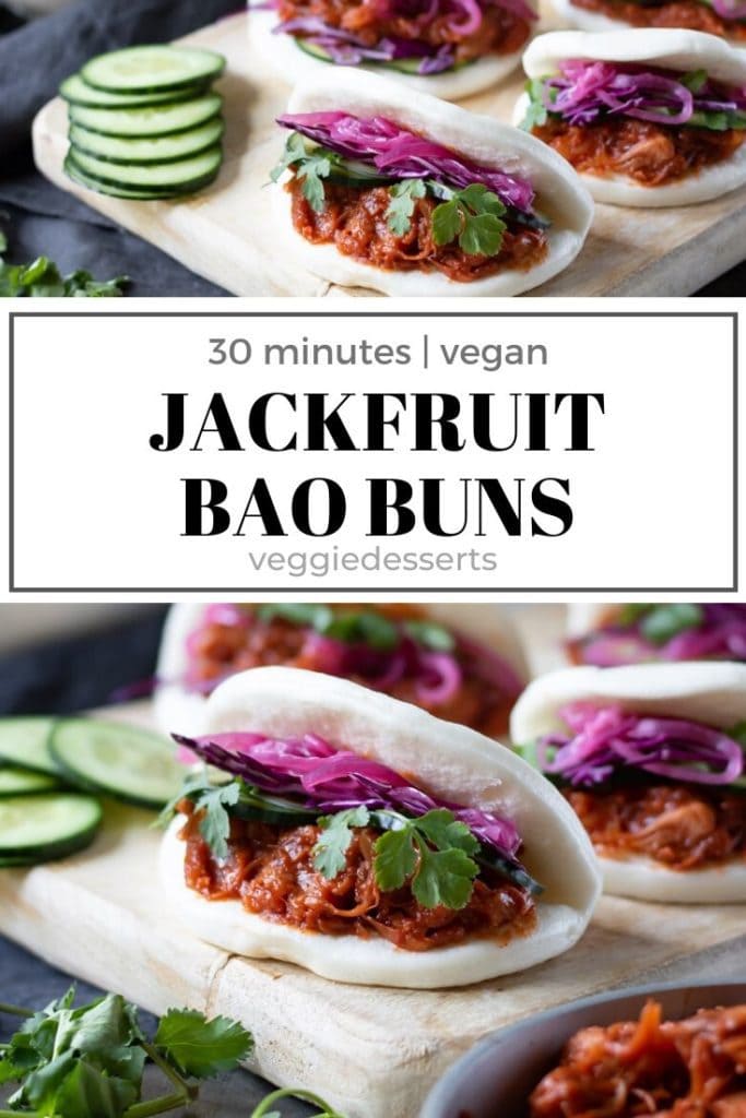 pinnable image for pulled jackfruit bao buns recipe