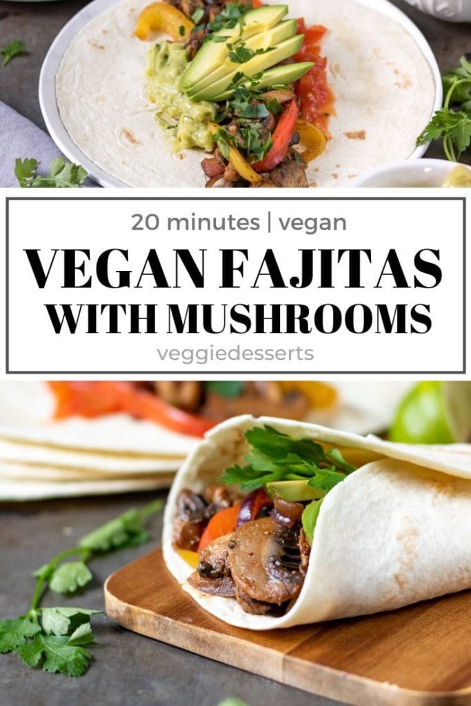 pinnable image for vegetarian vegan fajitas recipe