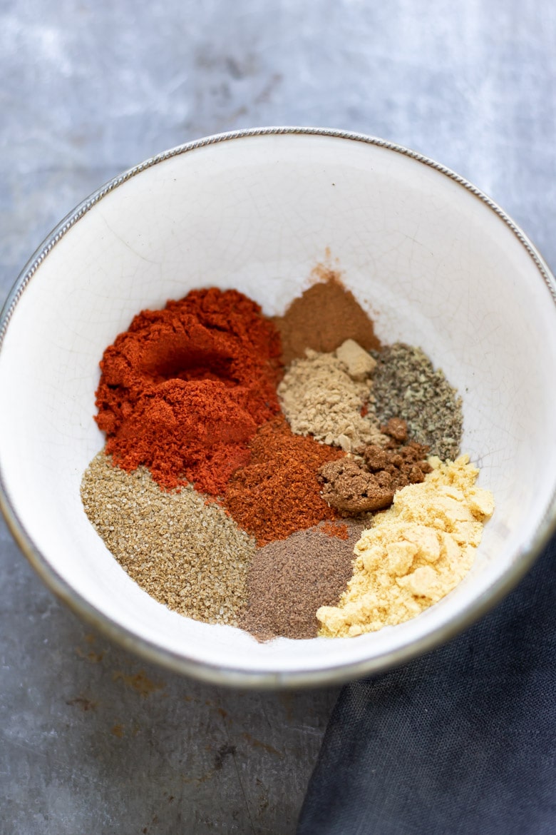 All the ingredients for copycat homemade Old Bay seasoning recipe