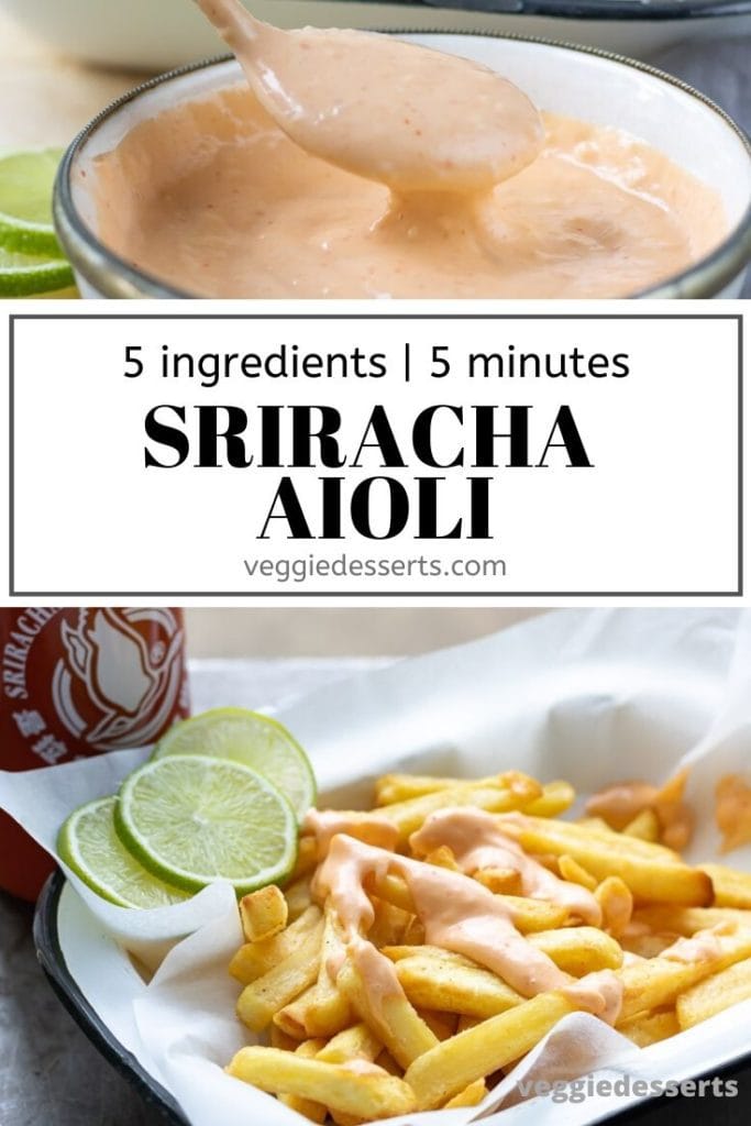 pinnable image for Sriracha Aioli recipe (aka sriracha mayo).
