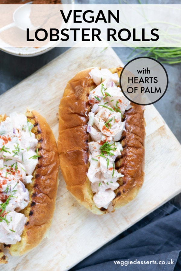 pinnable image for vegan maine lobster rolls recipe