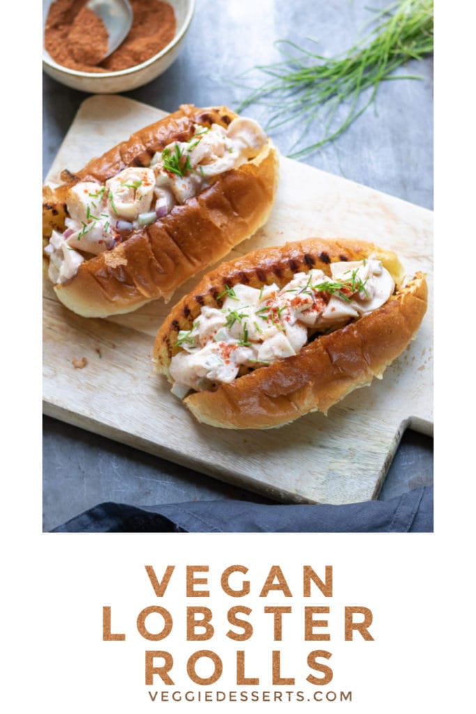 Pinnable image for Vegan Lobster Roll recipe