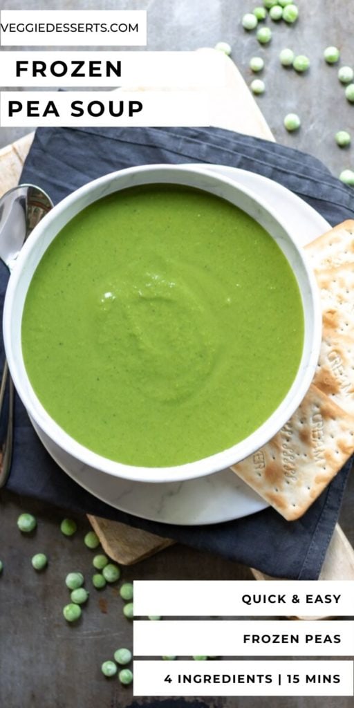 Pinnable image for Pea soup with frozen peas recipe