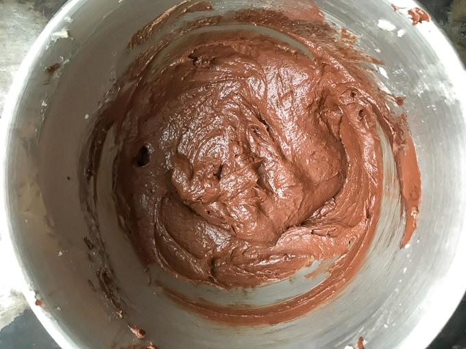A bowl of batter for 1 bowl chocolate orange cake