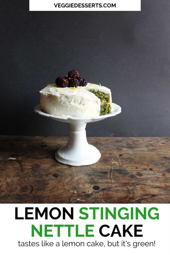 Pinnable image for lemon stinging nettle cake