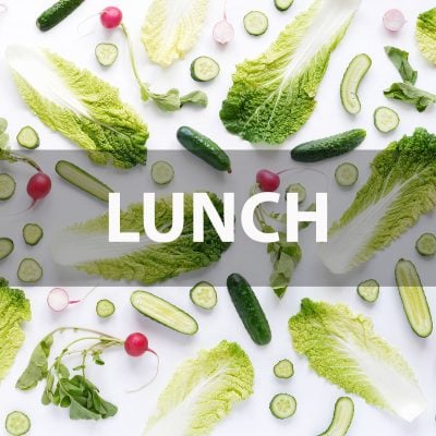 flat lay of vegetables with Lunch text