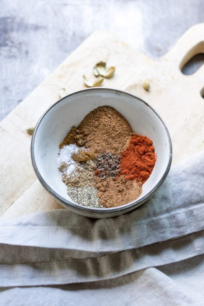 Bowl of spices for Baharat