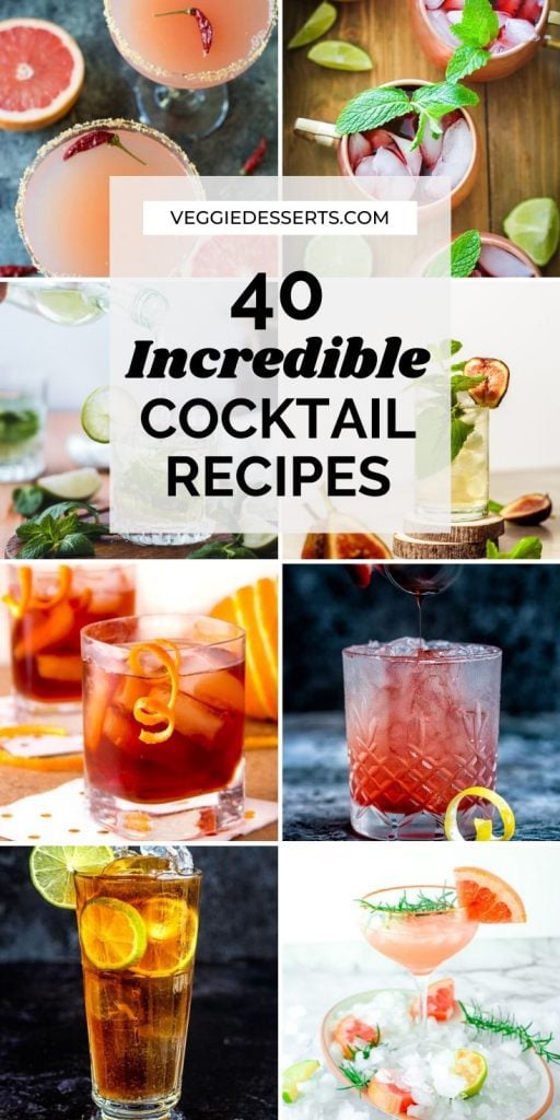 Collage of cocktail recipes with text overlay