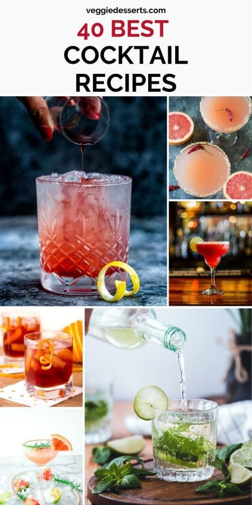 Collage of cocktail recipes with text overlay
