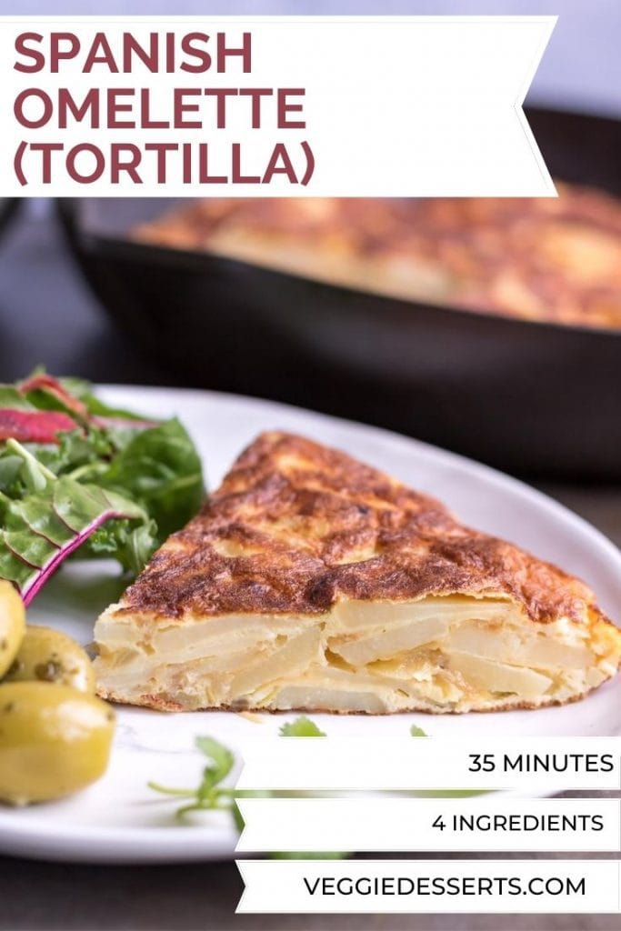 Slice of tortilla with text overlay.