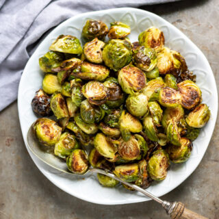 Dish of roasted sprouts.