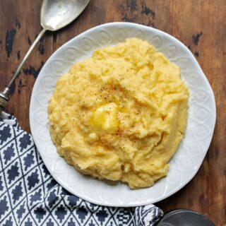 Dish of mashed swede.