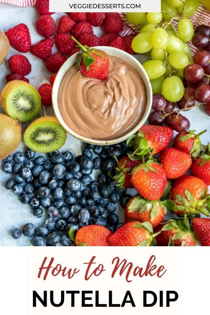 Bowl of dip with text: How to make nutella dip.