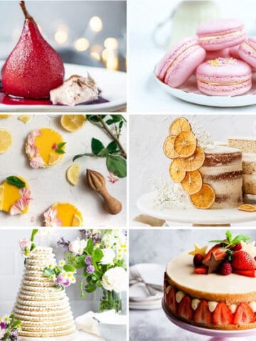 Collage of dessert pictures.