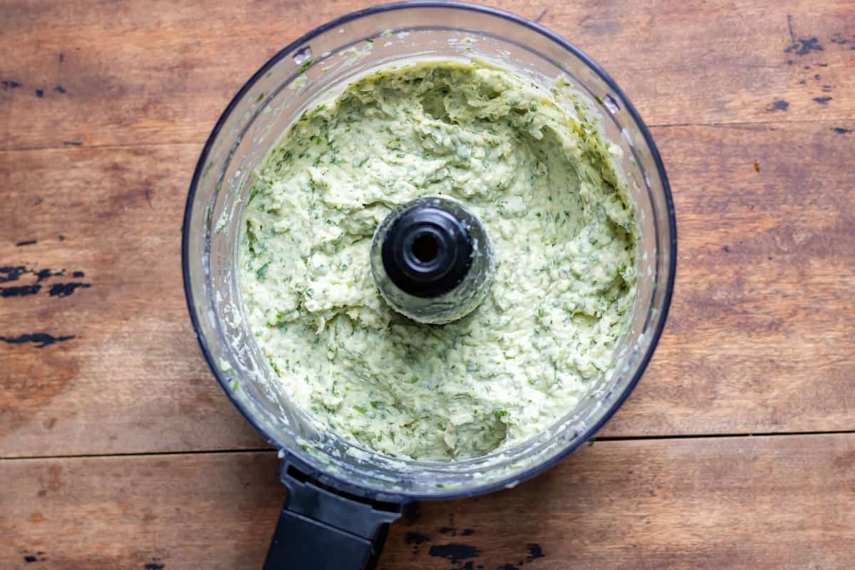 Food processor with dip.