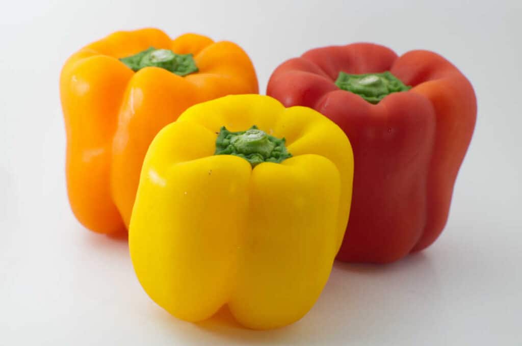 Three bell peppers.