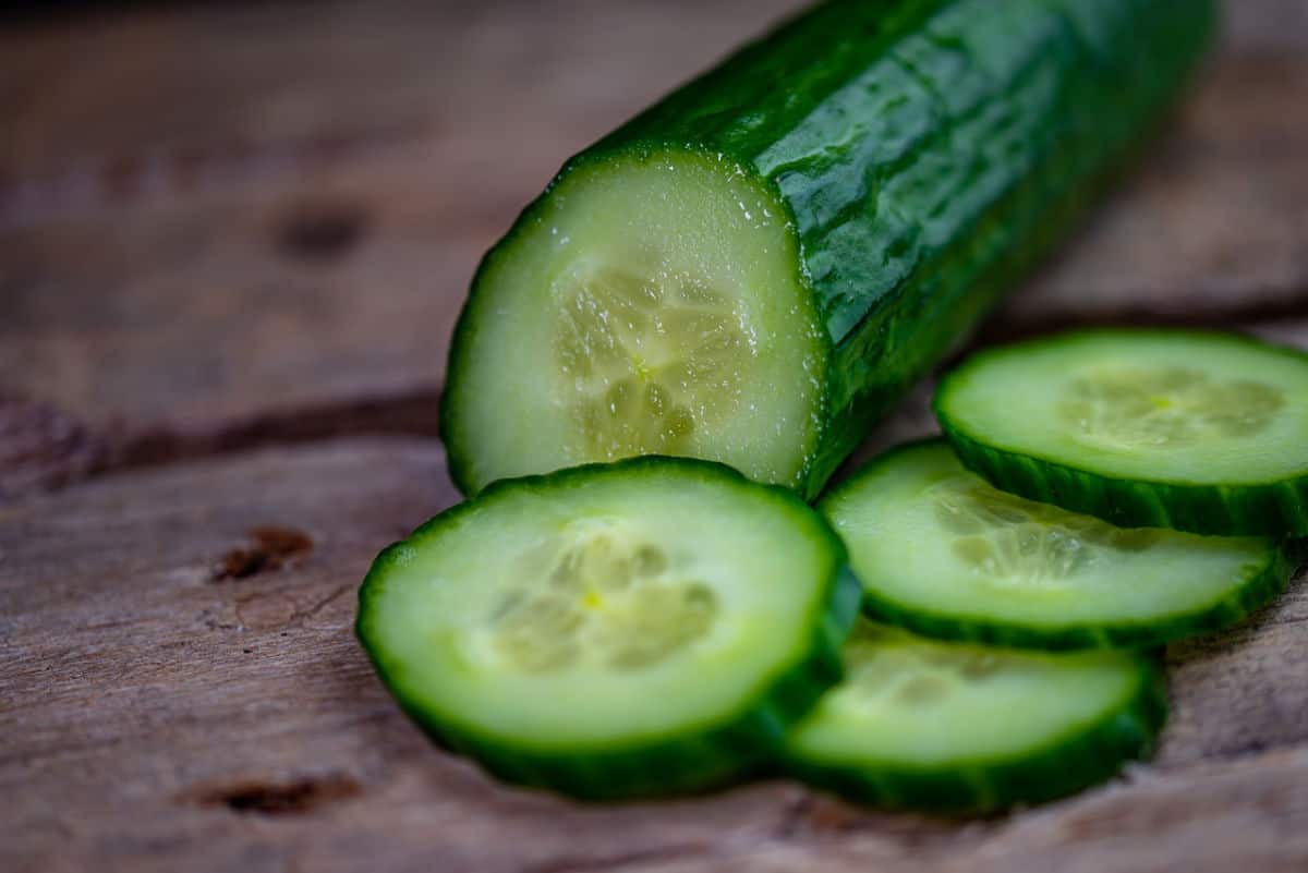 Sliced cucumber.