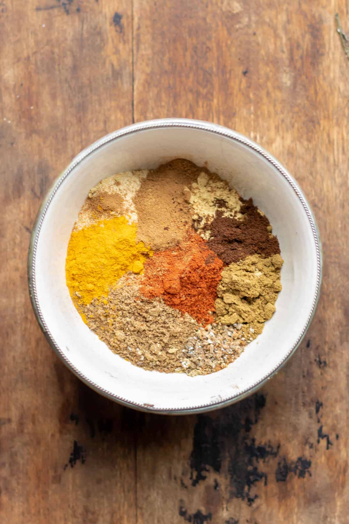 Spices in a small bowl.