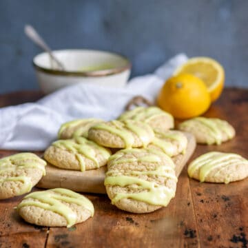 A pile of cookies with lemon glaze.