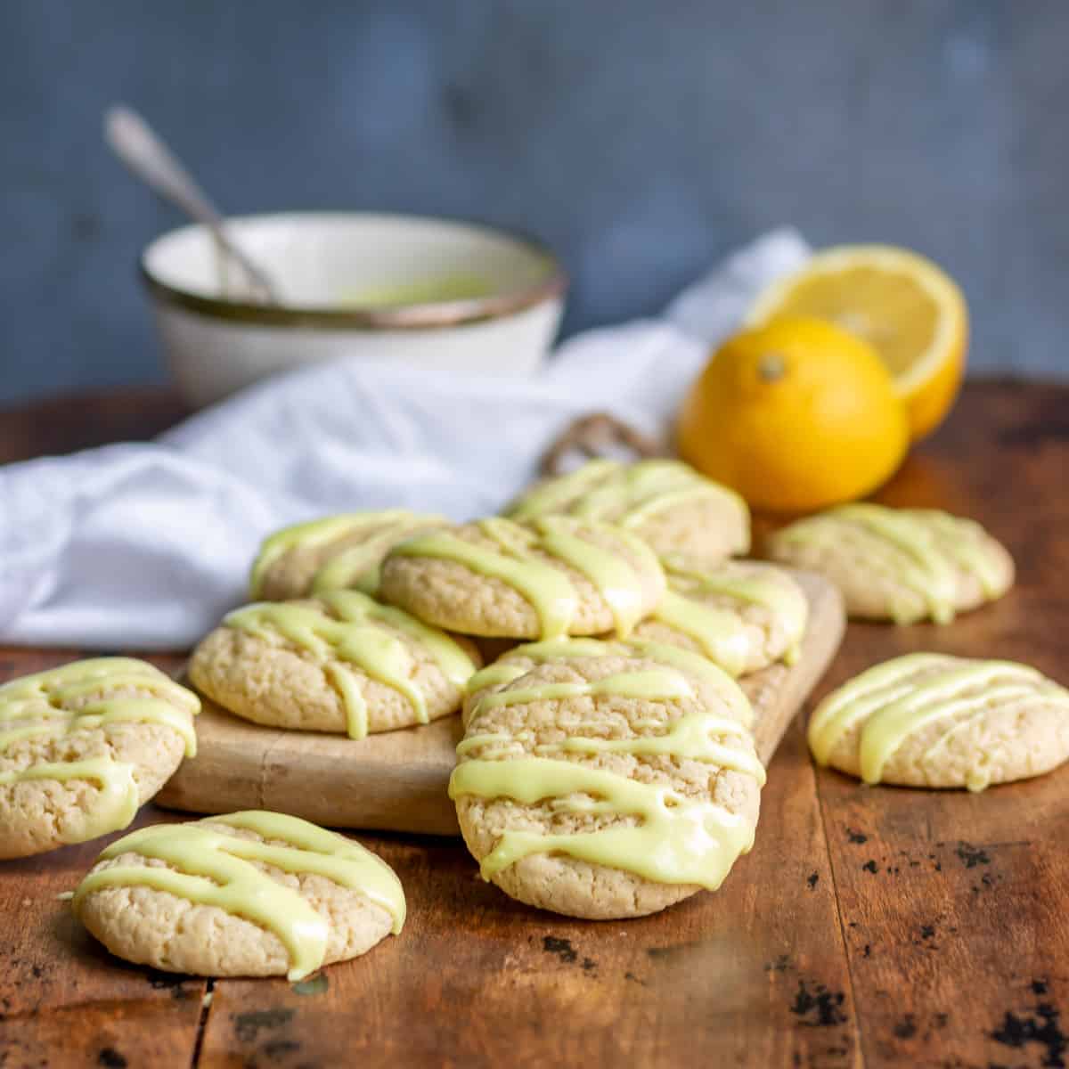 A pile of cookies with lemon glaze.