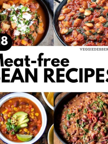Collage of recipes, with text: 18 Meat Free Bean Recipes.